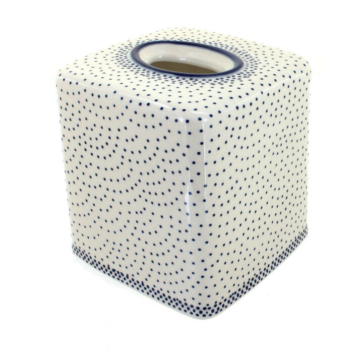 Blue Rose Polish Pottery Garden Bouquet Tissue Box