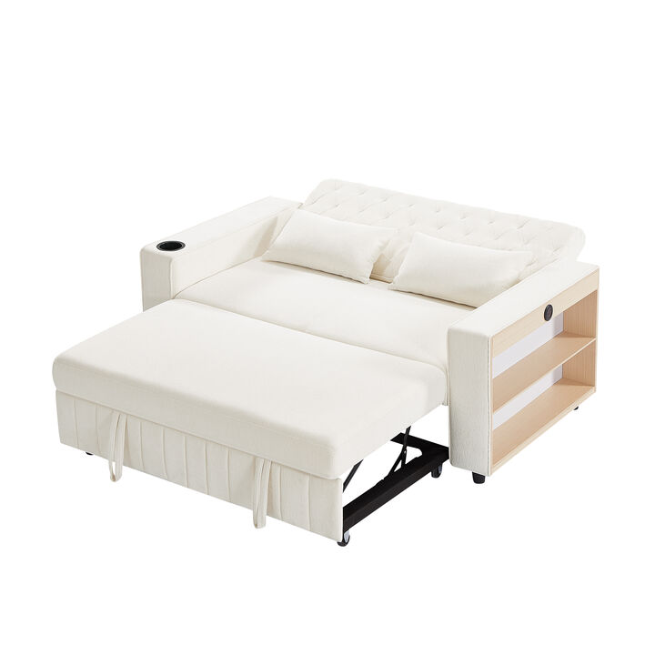 Merax Modern Sleeper Sofa Pull-out Sofa Bed with Adjustable Backrest for Living Room