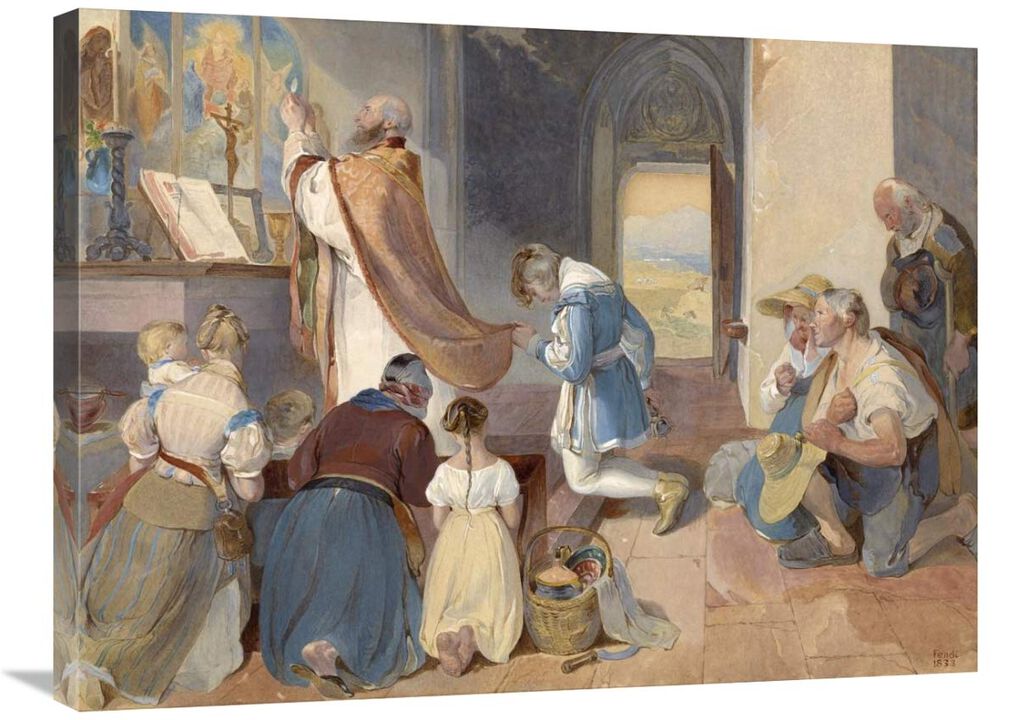 Fridolin Assists with the Holy Mass-Canvas Art-32x24