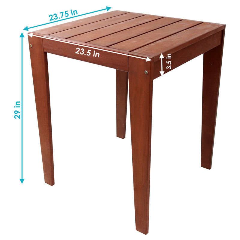 Sunnydaze 23.5 in Meranti Wood with Mahogany Finish Square Patio Side Table