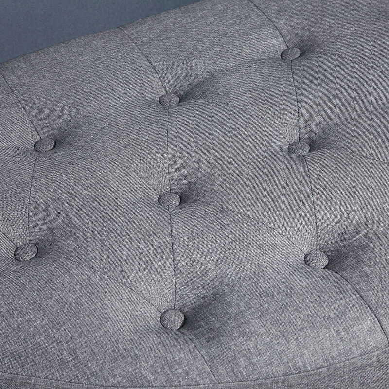 Foldable Tufted Linen Storage Seat Semicircle Footrest Box w/ Legs Lift Top