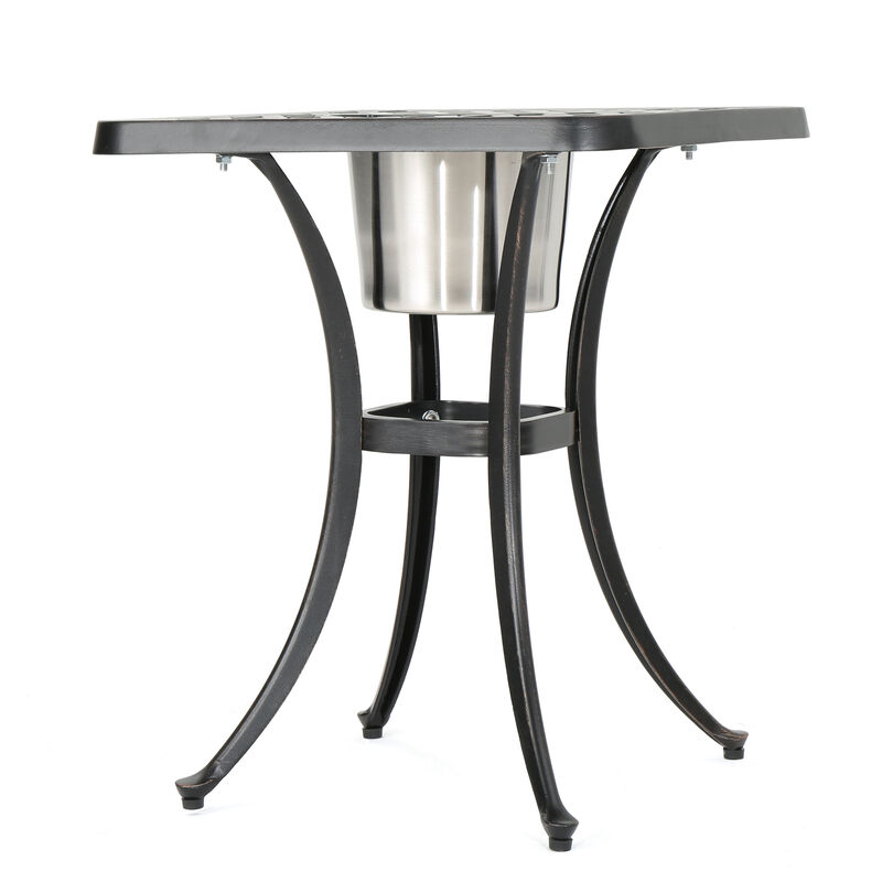 Cast Aluminum Bistro Table with Ice Bucket for Summer Dining