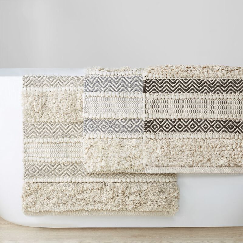 INK+IVY Woven Texture Stripe Bath Rug