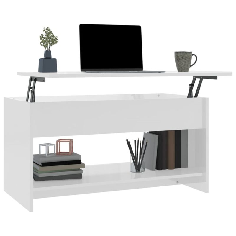 vidaXL Coffee Table High Gloss White 40.2"x19.7"x20.7" Engineered Wood