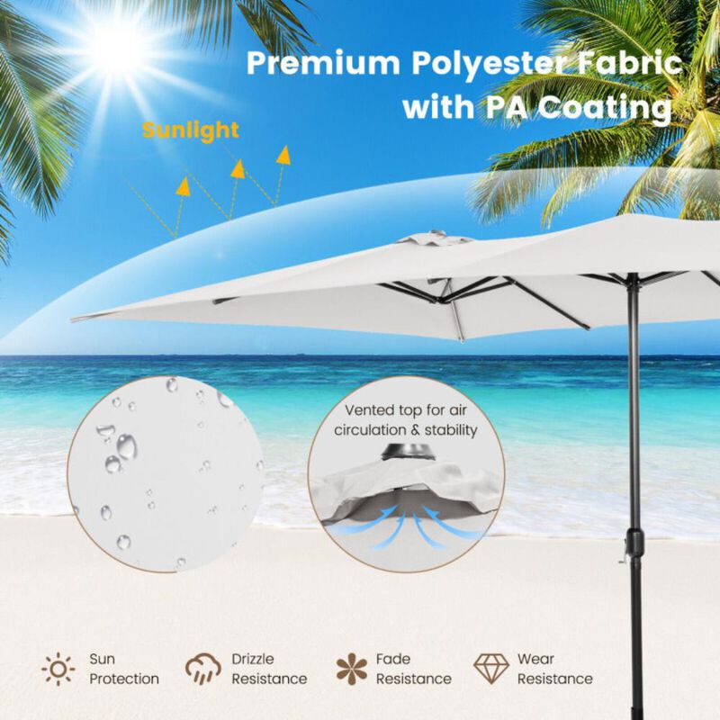 Hivvago 15 Feet Double-Sized Patio Umbrella with Crank Handle and Vented Tops