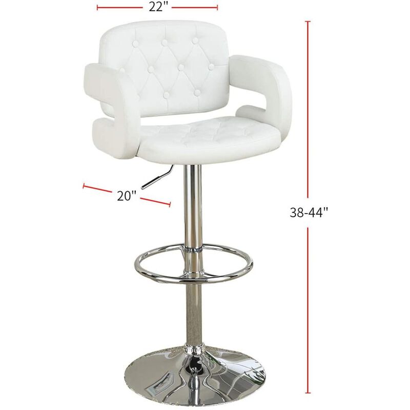 White Faux Leather Adjustable Barstool Chair