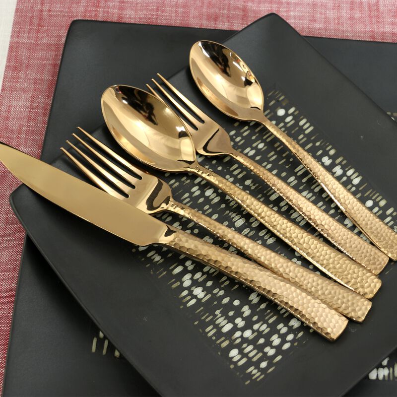 Gibson Elite Stonehenge 20 Piece Flatware Set in Rose Gold