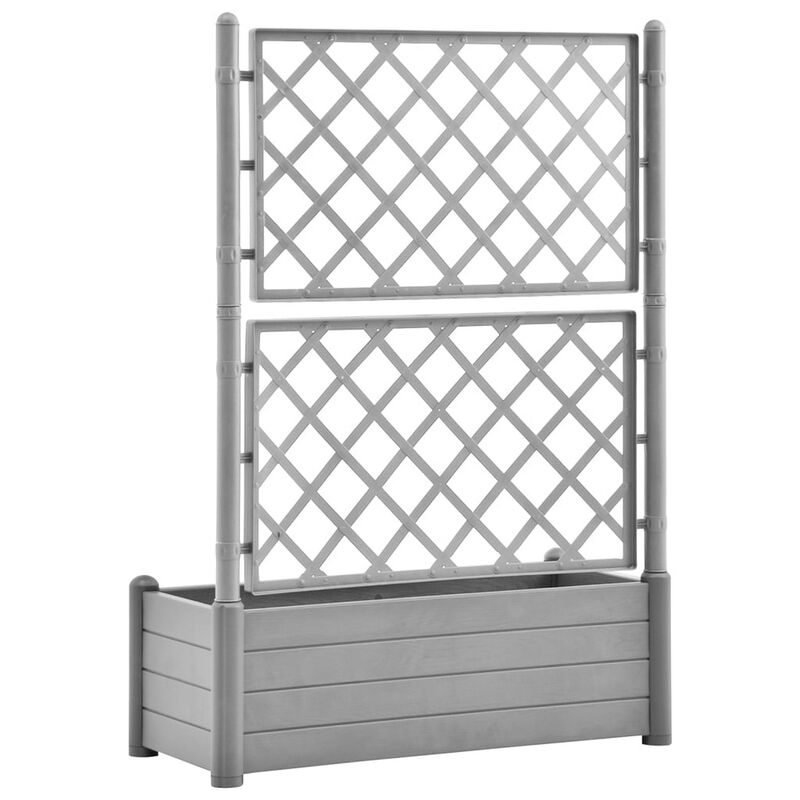 Simi Garden Flower Planter with Trellis, 17x40x56 Classic Stone Gray - Benzara