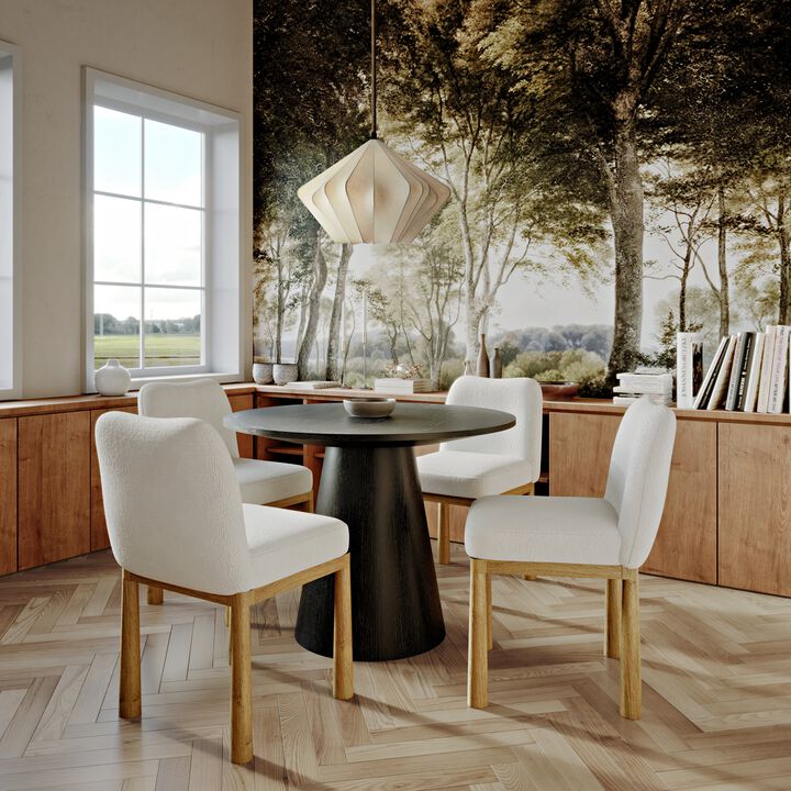 Tiara Cream Velvet Oak Dining Chair