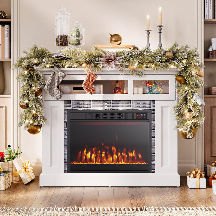 Electric Fireplace Heater with Adjustable Flame Color and Brightness for Home Heating
