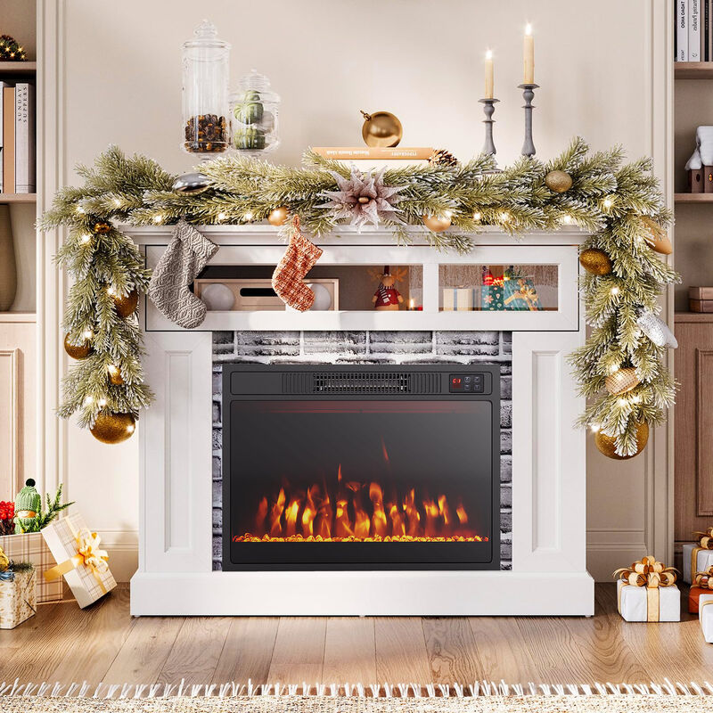 Electric Fireplace Heater with Adjustable Flame Color and Brightness for Home Heating