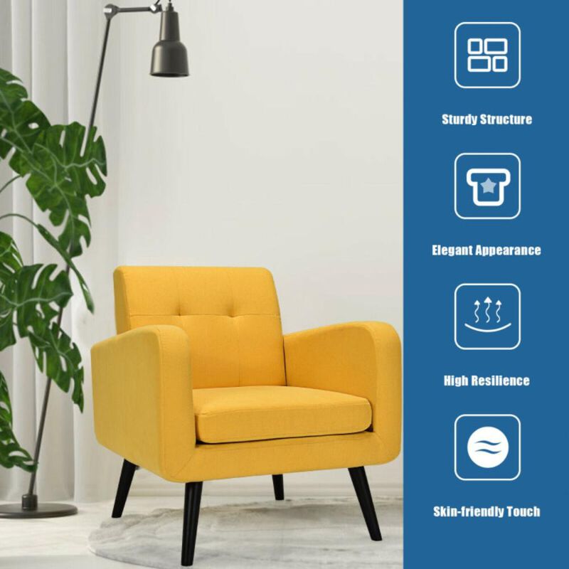 Hivvago Modern Upholstered Comfy Accent Chair Single Sofa with Rubber Wood Legs