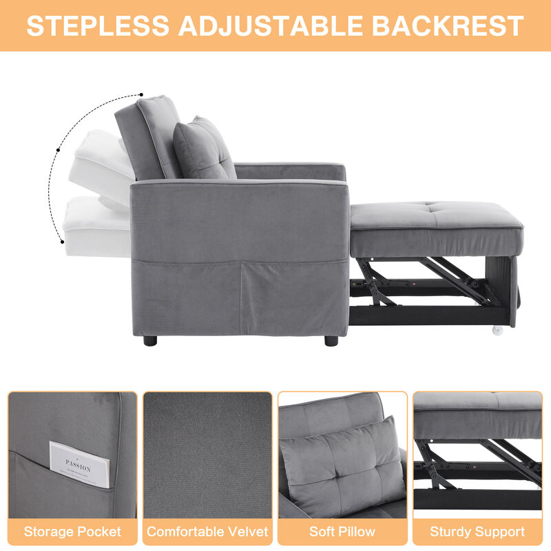 Merax Convertible Sleeper Sofa Chair Bed with Pillow & Pocket