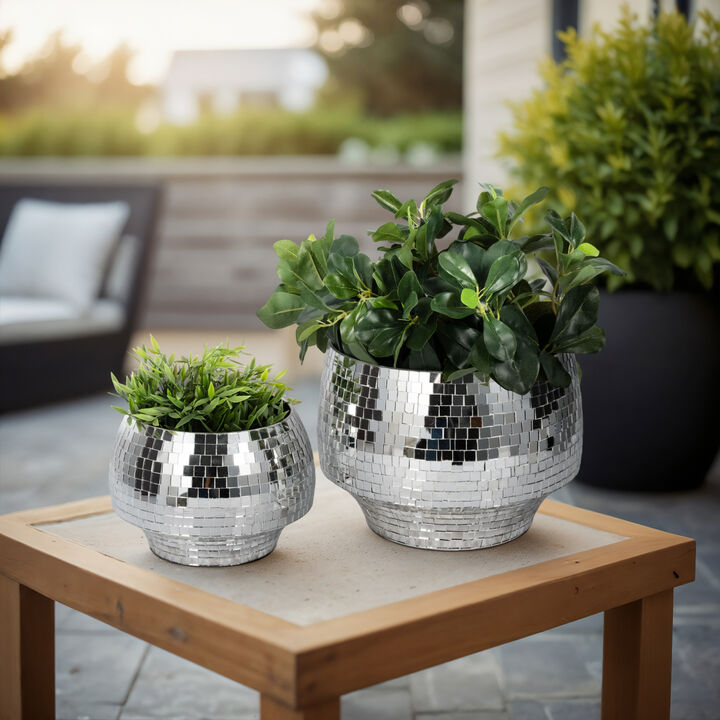 Curved Disco Mosaic Planter Set