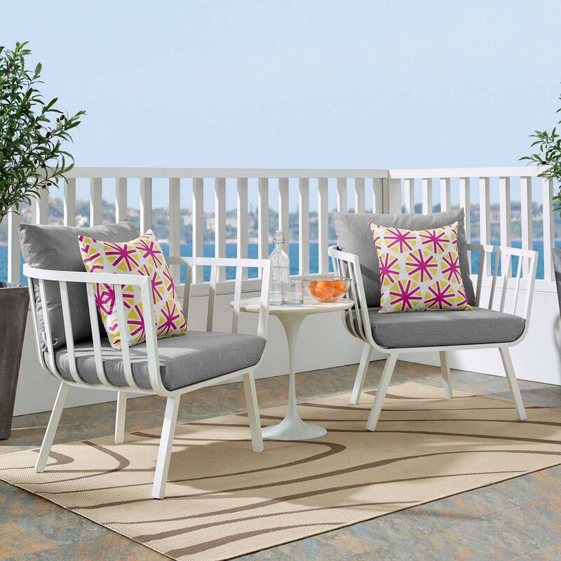 Riverside Outdoor Patio Aluminum Armchair Set of 2-Benzara