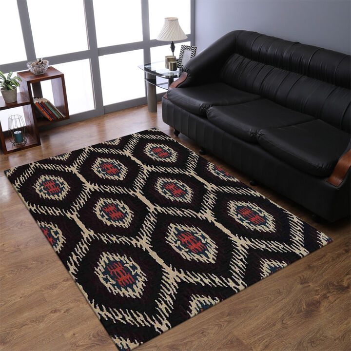 RUGSOTIC CARPETS HAND TUFTED WOOL ECO-FRIENDLY AREA RUGS  - 6'x9', Rectangle Shape, Brown & Beige, Geometric Modern Design, High Pile Handmade Area Rugs for Living Room, Bed Room (K00650)