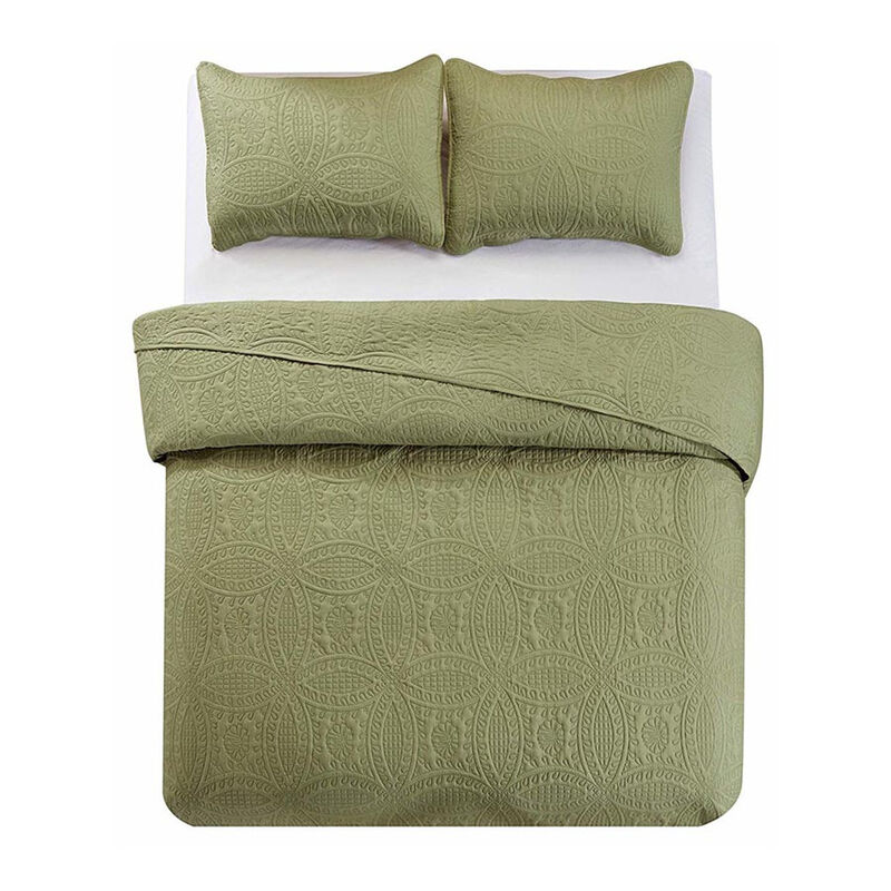 Bedspread Coverlet 3 Pcs Set Oversized Full Size White Color