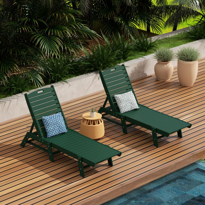 Reclining Outdoor Patio Adjustable Chaise Lounge Chair (Set of 2)