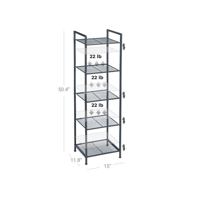 5-Tier Bathroom Shelf – Extendable Plant Stand with Adjustable Shelves