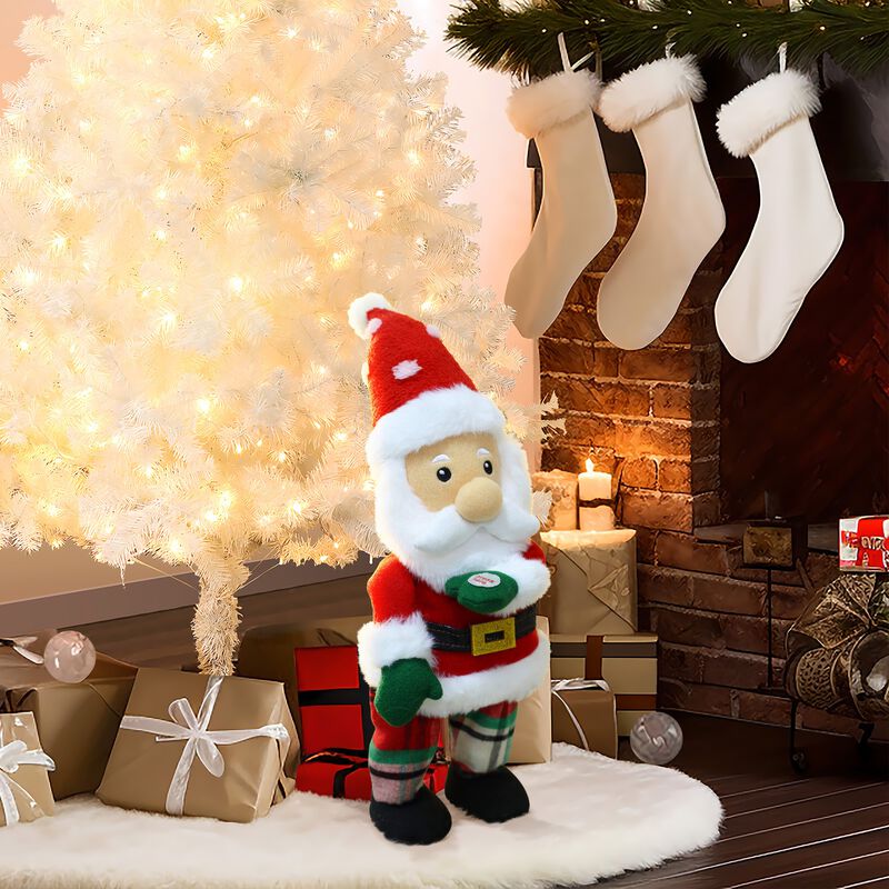 LuxenHome Animated Singing 16" Tall Santa Holiday Decoration, Battery Operated