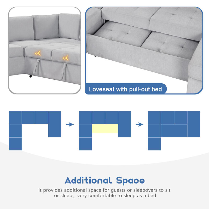 Merax Sectional Sleeper Sofa with Pull-out Bed