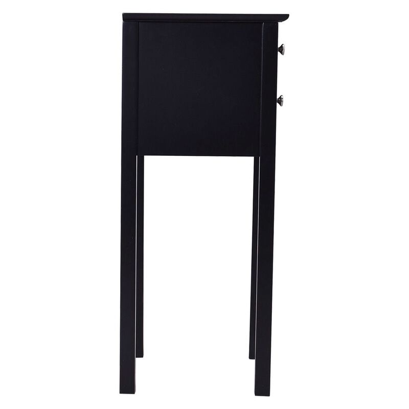 Hivvago Elegant 2 Drawer End Table Nightstand Side Table in Black Wood Finish