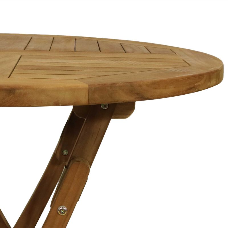 Sunnydaze Solid Teak Wood Folding Round Patio Dining Table