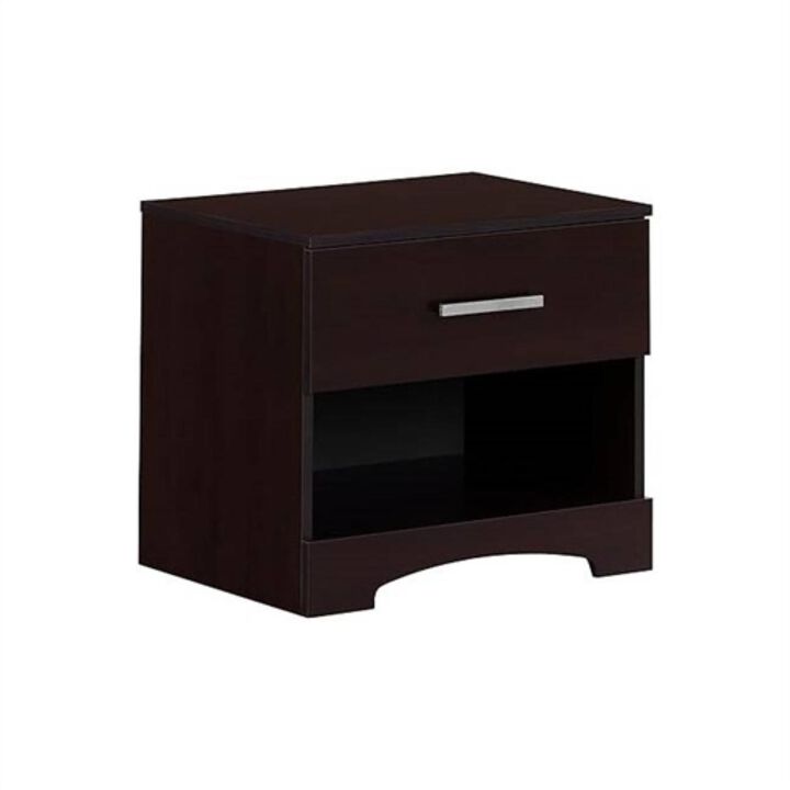 Hivvago Modern 1 Drawer Nightstand End Side Table Storage in Dark Brown