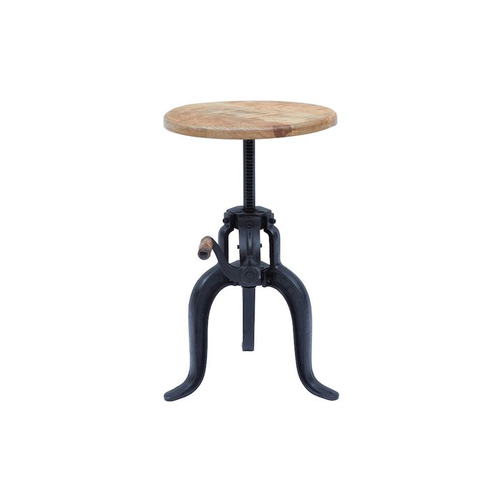 Jofran Inc. Global Archive Industrial Iron and Solid Wood Crank Table