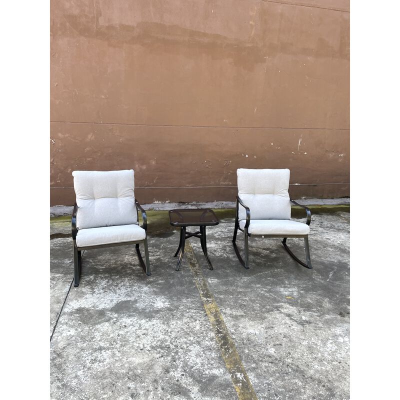 Rocker S Chair And Teapoy Offwhite