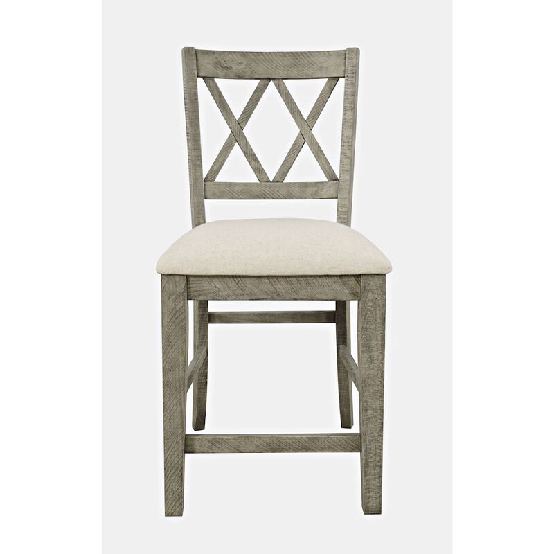 Jofran Telluride Rustic Farmhouse Solid Wood Upholstered Counter Stool (Set of 2)