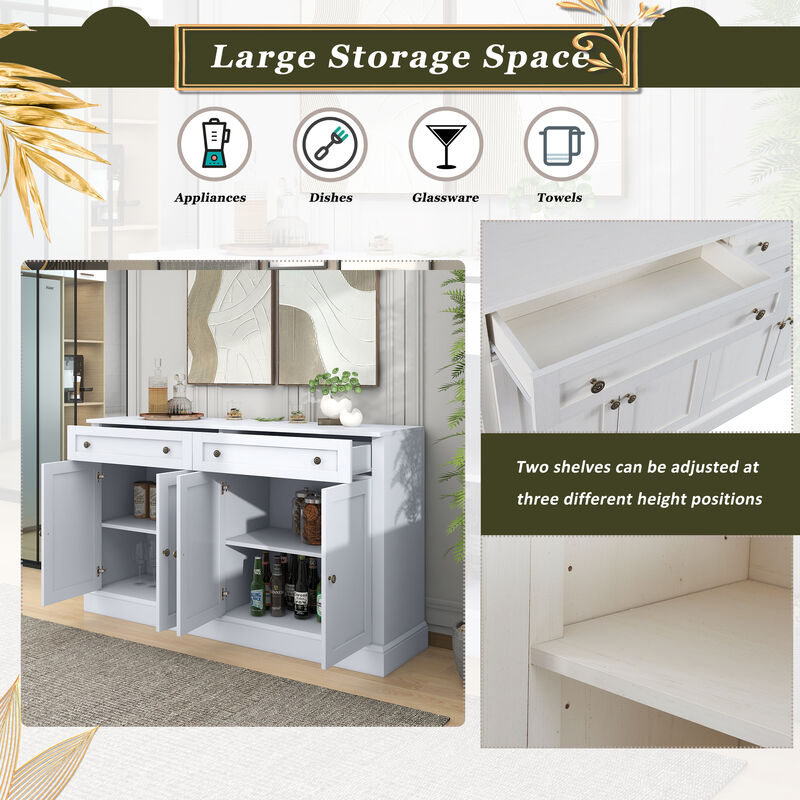 Merax White Sideboard Storage Buffet Cabinet with 2 Drawers