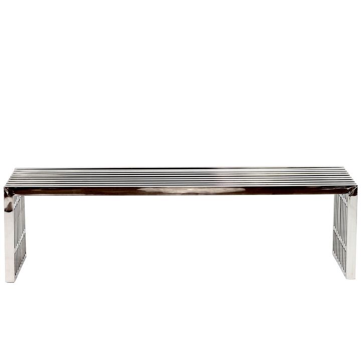 Gridiron Large Stainless Steel Bench-Benzara