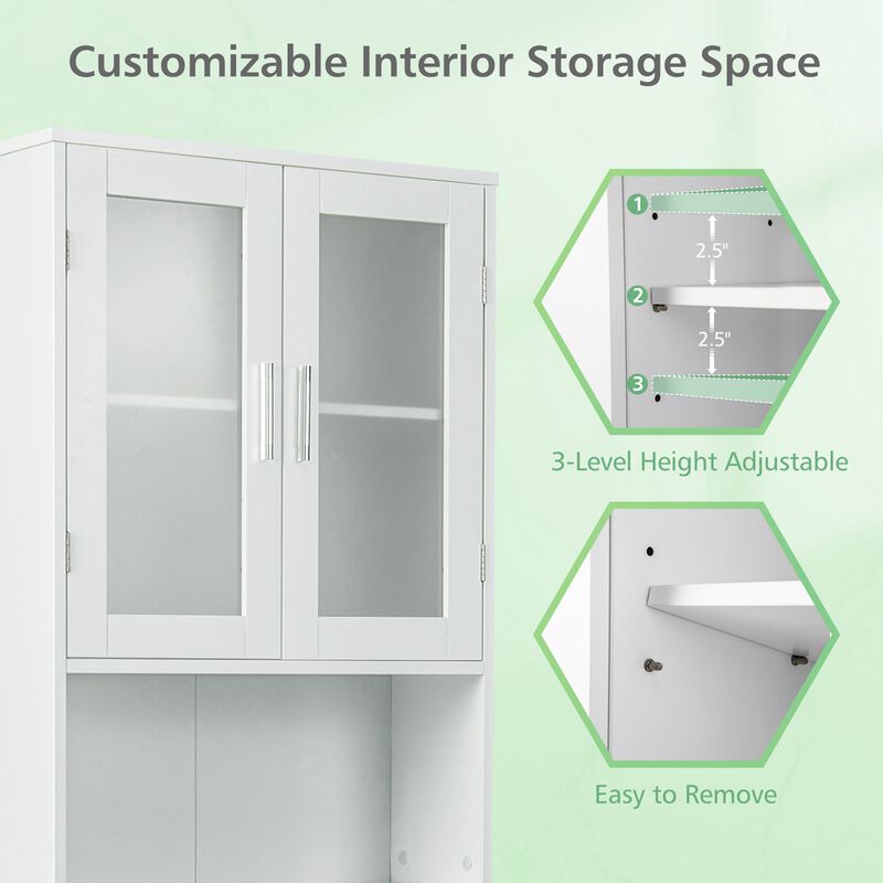 Costway Wooden Over The Toilet Storage Cabinet Spacesaver Organizer Bathroom Tower Rack