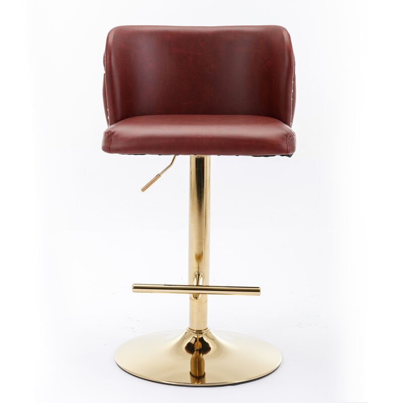 Adjustable Swivel Bar Stools, Wine Red, Set of 2