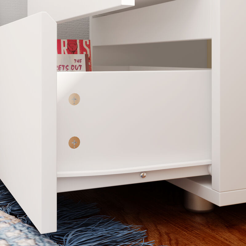 2-Drawer White Nightstands Side Table Bedside Table 18.9 in. H x 15.7 in. W x 11.6 in. D