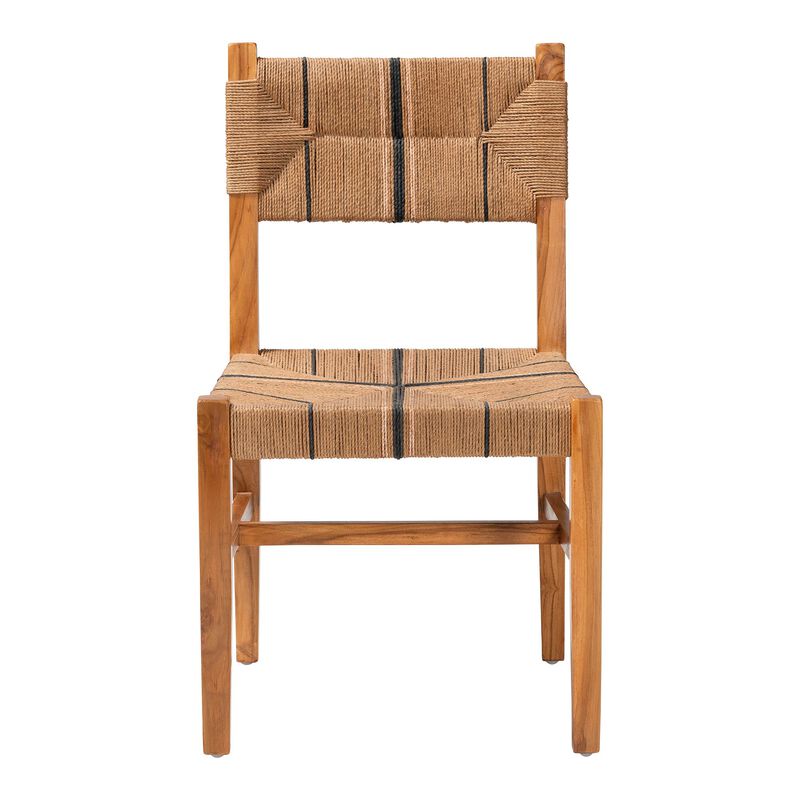 bali & pari Prita Bohemian Paper Loom and Natural Mahogany Wood Dining Chair