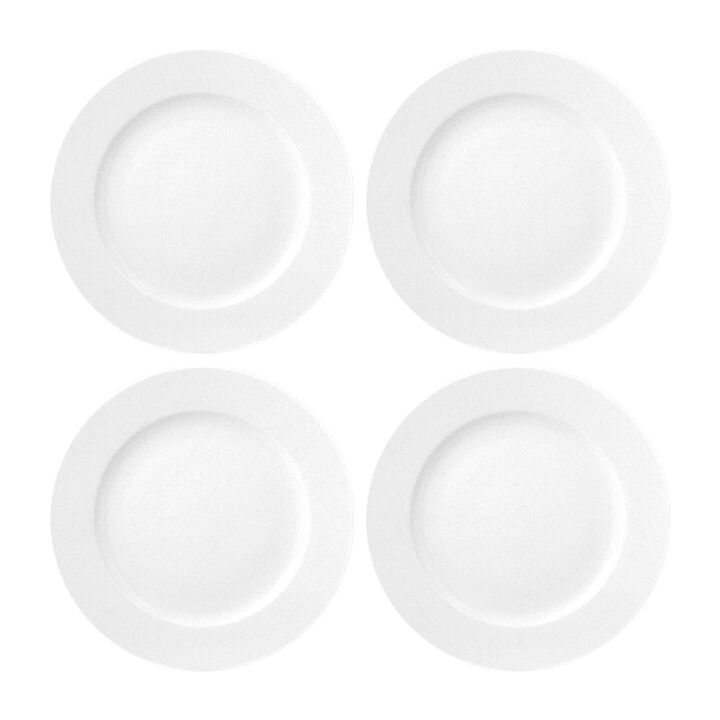 Porcelain Delta dia.9.5" Round White Porcelain Plate (Set of 4)