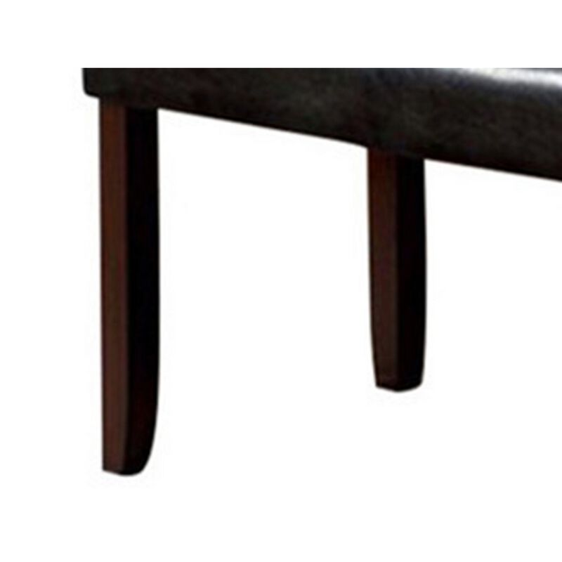 Oliver 46 Inch Bench, Leather Upholstery, Wood Frame, Soft Cushion, Black - Benzara