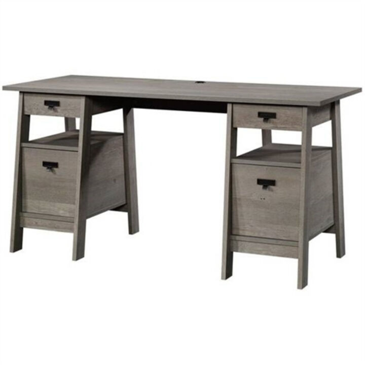 Traditional Farmhouse Office Desk with File Cabinets
