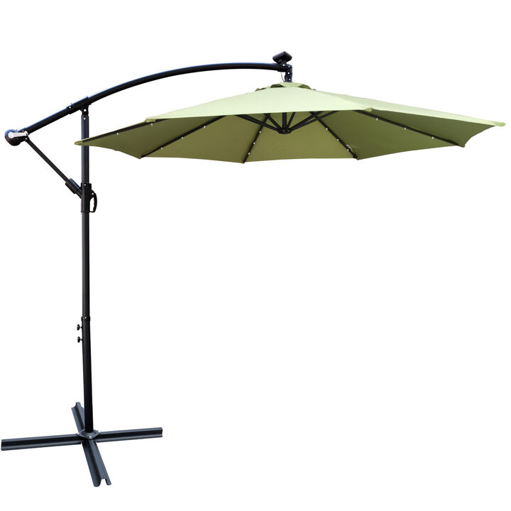 10 FT Outdoor Patio Umbrella Solar Powered LED Lighted Sun Shade Market Waterproof 8 Ribs