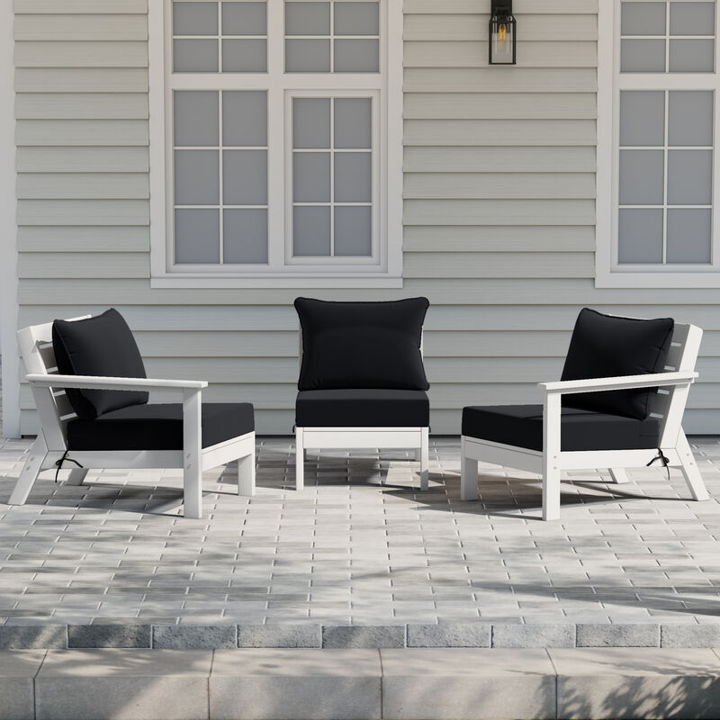 WestinTrends Outdoor Patio HDPE Sectional Sofa with Patio Cushions