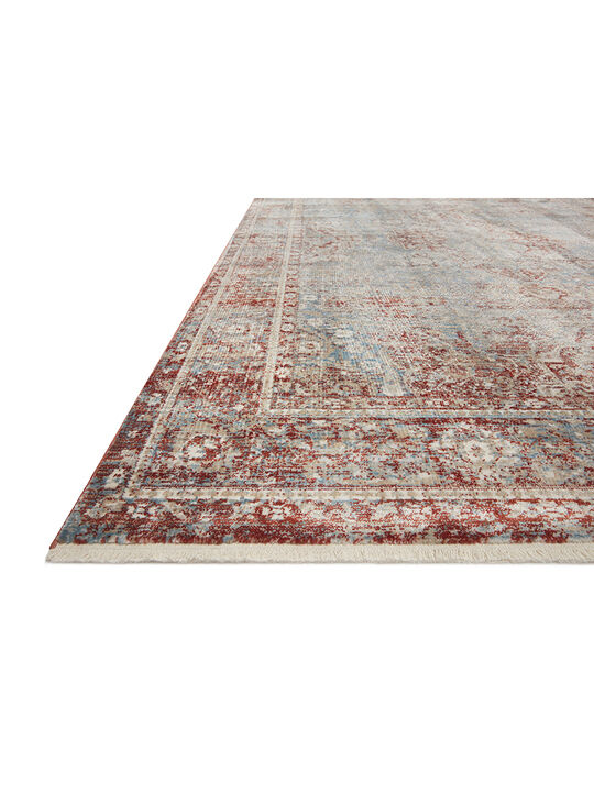 Elise ELI04 Sky/Red 18" x 18" Sample Rug
