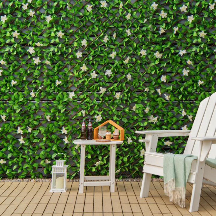 Hivvago 4 Pieces Expandable Faux Ivy Privacy Screen Fence Panel Pack with Flower