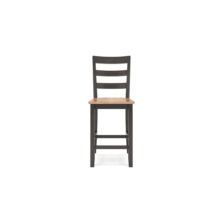 Gasy Counter Height Chair Set of 2, 24 Inch Dark Brown, Contoured Seat - Benzara