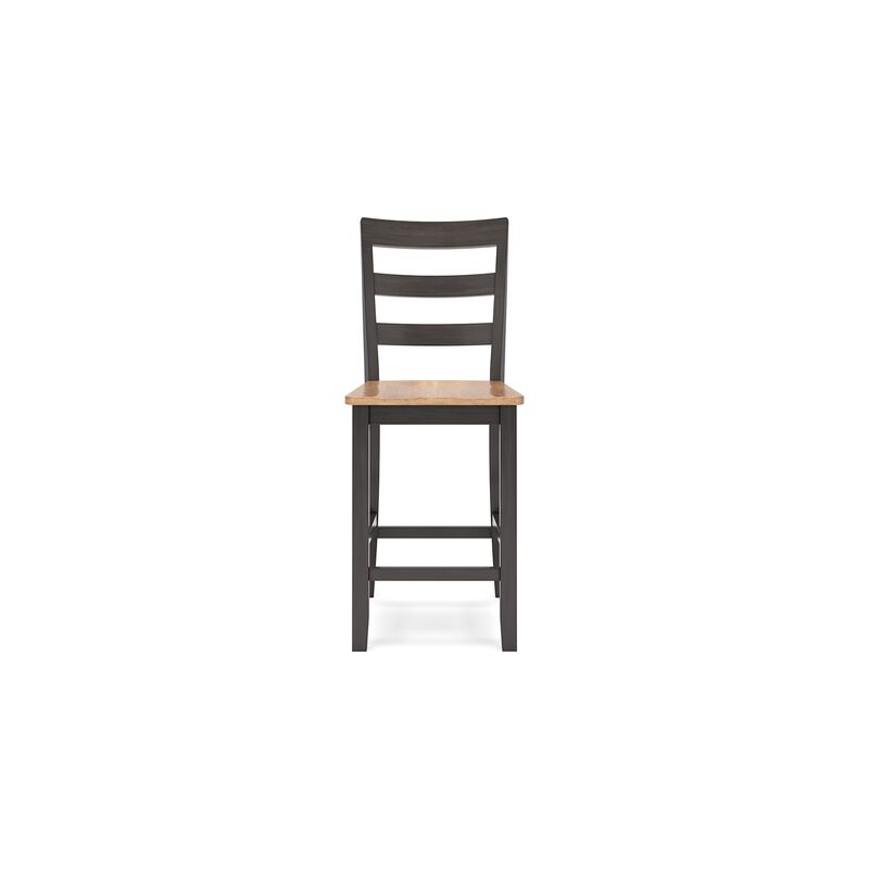 Gasy Counter Height Chair Set of 2, 24 Inch Dark Brown, Contoured Seat - Benzara