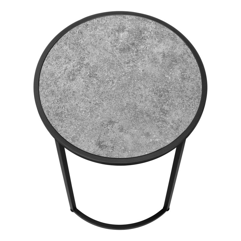 Monarch Specialties I 2206 Accent Table, Side, Round, End, Nightstand, Lamp, Living Room, Bedroom, Metal, Laminate, Grey, Black, Contemporary, Modern