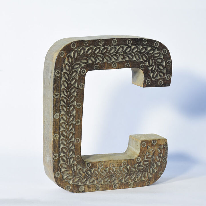 Vintage Gray Handmade Eco-Friendly "C" Alphabet Letter Block For Wall Mount & Table Top D�cor