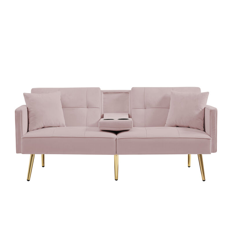 PINK VELVET SOFA BED
