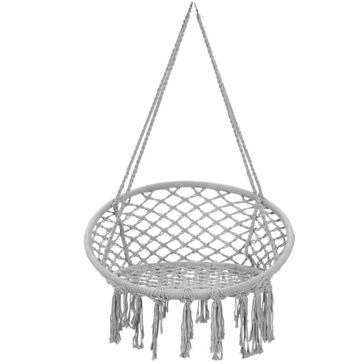 Hivvago Hanging Macrame Hammock Chair with Handwoven Cotton Backrest